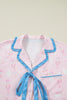 Pink Bow Tie Front Christmas Nutcracker Long Sleeve Shirt Shorts Pajama Set