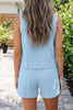 Pink Stitched Detail Loose Tank Top Cotton 2pcs Short Set