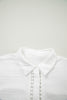 White Lace Trim Cuffed Short Sleeve Textured Shirt