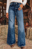 Beau Blue Acid Wash Pocket Detail Flare Jeans