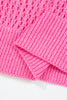 Sachet Pink Sweet Bow Decor Hollow Out Knitted Drop Shoulder Sweater