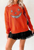 Orange Drop Shoulder Long Sleeve Round Neck Halloween Sweater