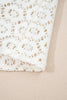 Beige Flower Lace V Neck Ruffled Sleeve Top