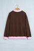 Grapefruit Orange Polka Dot Letter Graphic Colorblock Tunic Sweatshirt