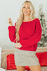 Fiery Red Festive Bow Backless Bubble Sleeve Sweater