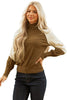 Desert Palm Colorblock Raglan Puff Sleeve Mock Neck Sweater
