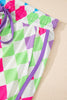 Multicolour Checkered Drawstring Elastic Waist Casual Shorts