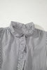White Striped Ruffle Short Bubble Sleeve Shirt