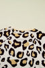 Khaki Leopard Long Sleeve Shift T Shirt Dress with Pockets