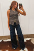 Brown Leopard Print Slim Denim Vest
