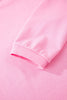 Pink Floral Bow Patched Exposed Seam Patchwork Slit Baggy Sweatshirt