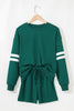 Evergreen Varsity Striped Sleeve Drop Shoulder Sweatshirt and Short Set