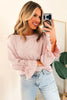 Gossamer Pink Ruffle Sleeve Long Sleeve Loose Pullover Top