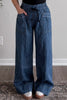 Blue Stripe Contrasted Drawstring Pocketed Loose Jeans