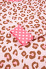 Khaki Leopard Polka Dot Colorblock Trim Long Sleeve Top