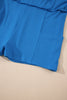 Blue A-line Draped High Waist Phone Pocket Lined Skort
