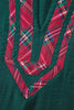 Evergreen Contrast Plaid Patchwork V Neck Half Sleeve Blouse
