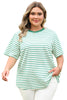 Green Stripe Plus Size St Patricks Day Round Neck T Shirt