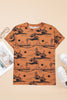 Chestnut Desert Sand Print Short Sleeve Knit Top