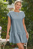 Ashleigh Blue Solid Color Cap Sleeve Drop Waist T Shirt Dress