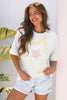 White Star Layered Patched Graphic Drop Shoulder Half Sleeve Loose Tee