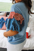 Beau Blue Stars Stripes Short Puff Sleeve Top