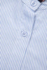 Sky Blue Stripe Ruffled Leopard Patchwork Long Sleeve Button Down Loose Shirt
