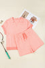 Orange Stripe Loose Polo T Shirt and Shorts Plus Size 2pcs Outfit