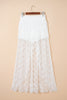 White Sheer Lace Frilly Ruffles High Low Long Skirt