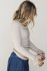 Jet Stream Lace Cuff Patchwork Round Neck Long Sleeve Top
