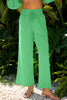 Bright Green Drop Shoulder Puff Sleeve Crop Pullover Drawstring Wide Leg Pants Set