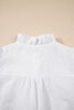 White Striped Ruffle Short Bubble Sleeve Shirt