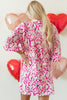 Pink Leopard Print Loose Fit Babydoll Mini Dress