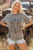 Light Grey Western Steer Head Tie Dye Print Crew Neck T Shirt