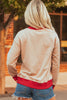 White GAME DAY Letter Graphic Varsity Striped Detail Baggy Sweatshirt