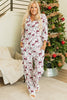 Light Grey Christmas Printed Shirt and Pants Pajama Set