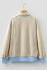 Beau Blue Button Front Jacquard Henley Sweatshirt