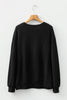 Blackish Green Twisted Rib Outlined Merry Letter Graphic Loose Long Sleeve Top