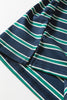 Green Stripe Ribbed Color Block Patchwork Crew Neck Patch Pocket Long Sleeve Top