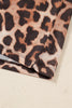 Brown Leopard Mock Neck Long Sleeve Mesh Top