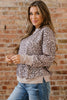 Khaki Leopard Print Patchwork Crew Neck Sweatshirt