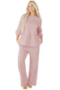 Delicacy Braided Texture Ruffle Hem Top Drawstring Loose Pants Set