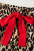 Racing Red Retro Plaid Leopard Print Patchwork Long Sleeve Shorts Pajama Set