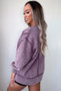 Rose Red Mineral Wash Exposed Seam Side Slit Sweatshirt
