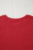Fiery Red Twist Ribbed MERRY Letter Graphic Plus Size Pullover