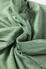 Smoke Green Notched Neck Terry Raw Hem Long Sleeve Top