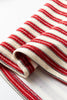 Racing Red Striped Print Contrast Collar Zip V Neck Long Sleeve Top
