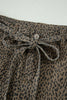 Black Leopard Print Loose Denim Shorts
