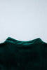 Blackish Green Leopard Trim Velvet Long Sleeve Shift Dress