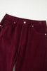 Vineyard Green Corduroy Solid Color High Waist Wide Leg Pants